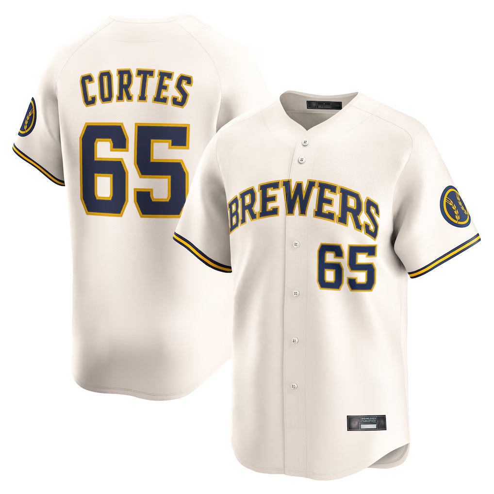 M.Brewers #65 Nestor Cortes Player Cream Home Limited Game Gdoa Stitched Jerseys