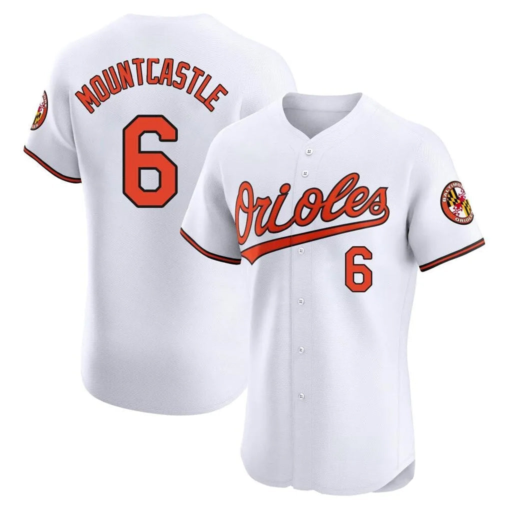 B.Orioles #6 Ryan Mountcastle Player White Limited Elite Home Game Gdoa Stitched Jerseys