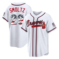 A.Braves #29 John Smoltz Player White USA 250 Fourth Of July Limited Home Game Gdoa250Ys Stitched Jerseys