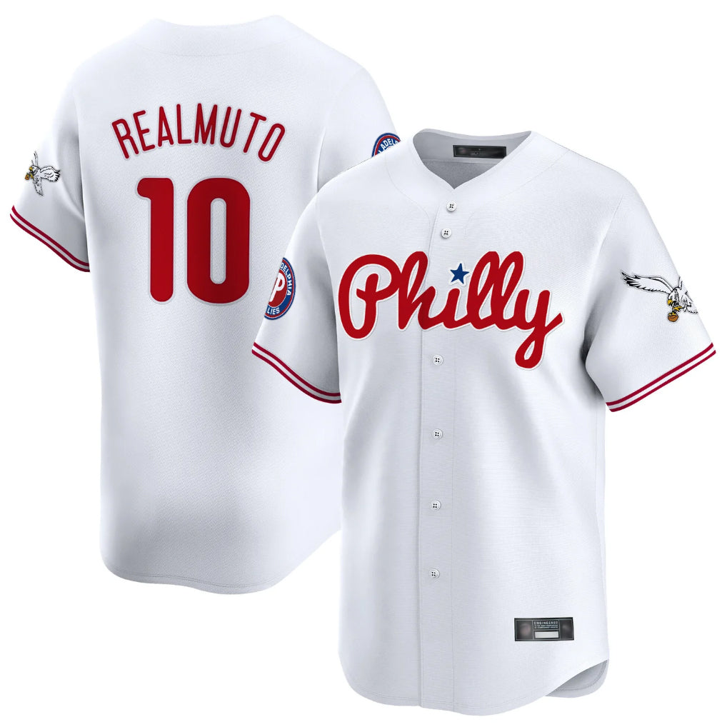 P.Phillies #10 J.T. Realmuto Player White Phillies & Eagles Vapor Premier Limited Stitched Jerseys