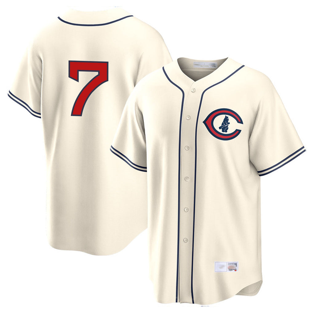 C.Cubs #7 Dansby Swanson Player Cream Field of Dreams Home Game Gdoa Stitched Jerseys