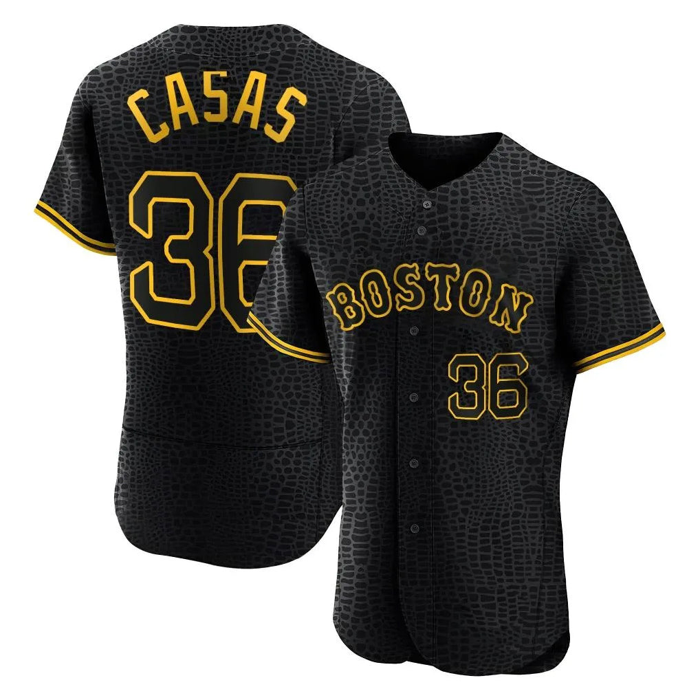 B.Red Sox #36 Triston Casas Player Black Snake Skin City Limited Elite Home Gdoa Stitched Jerseys