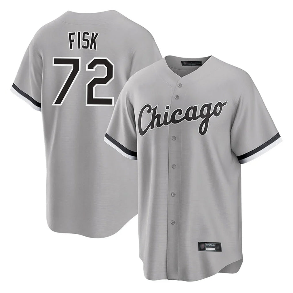 C.White Sox #72 Carlton Fisk Player Gray Home Game Gdoa Stitched Jerseys