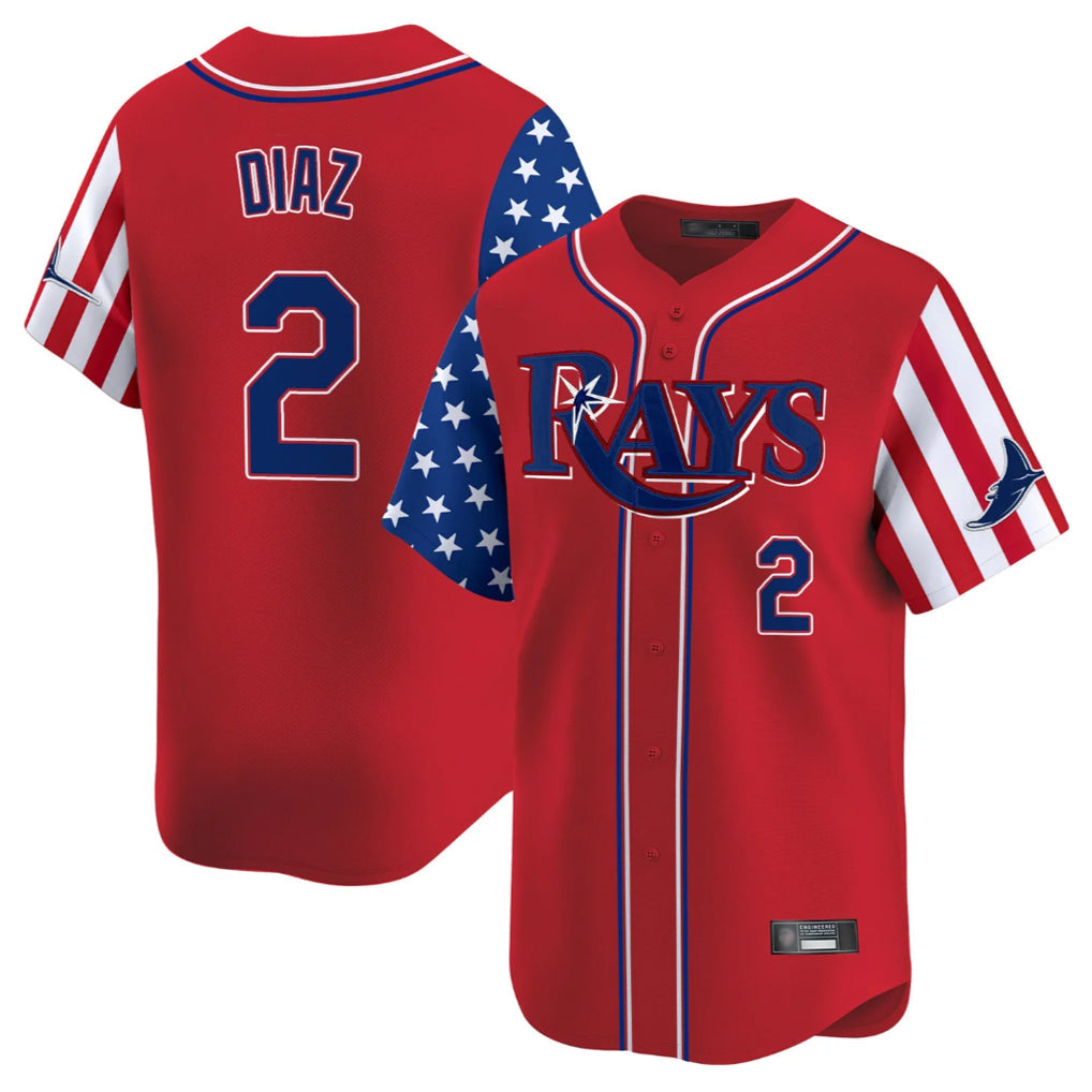 T.Bay Rays #2 Yandy Diaz Player Red 2025 Independence Day Vapor Premier Limited Gdoa Stitched Jerseys