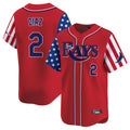 T.Bay Rays #2 Yandy Diaz Player Red 2025 Independence Day Vapor Premier Limited Gdoa Stitched Jerseys