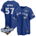 T.Blue Jays #57 Shane Bieber Player Royal 2025 World Series All Stitched Jerseys