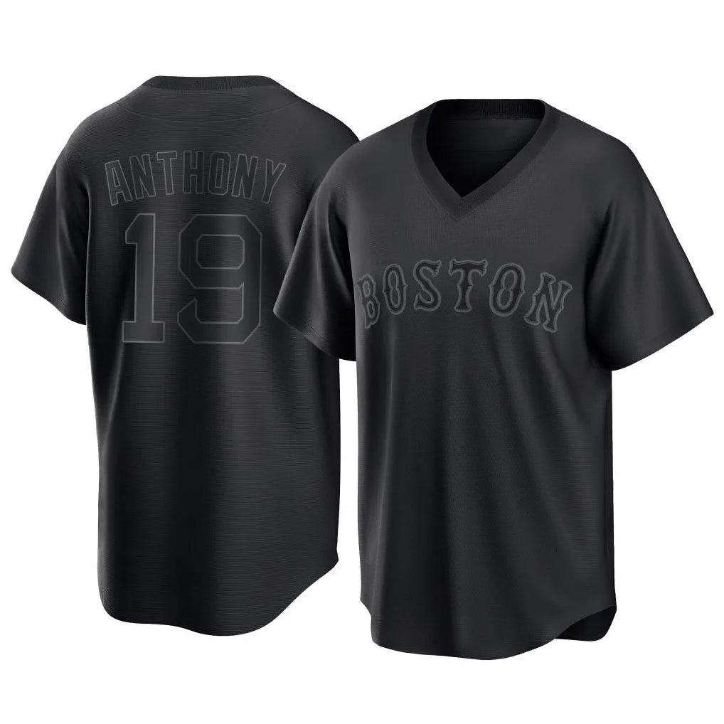 B.Red Sox #19 Roman Anthony Player Black T-shirt Home Game Gdoa Stitched Jerseys