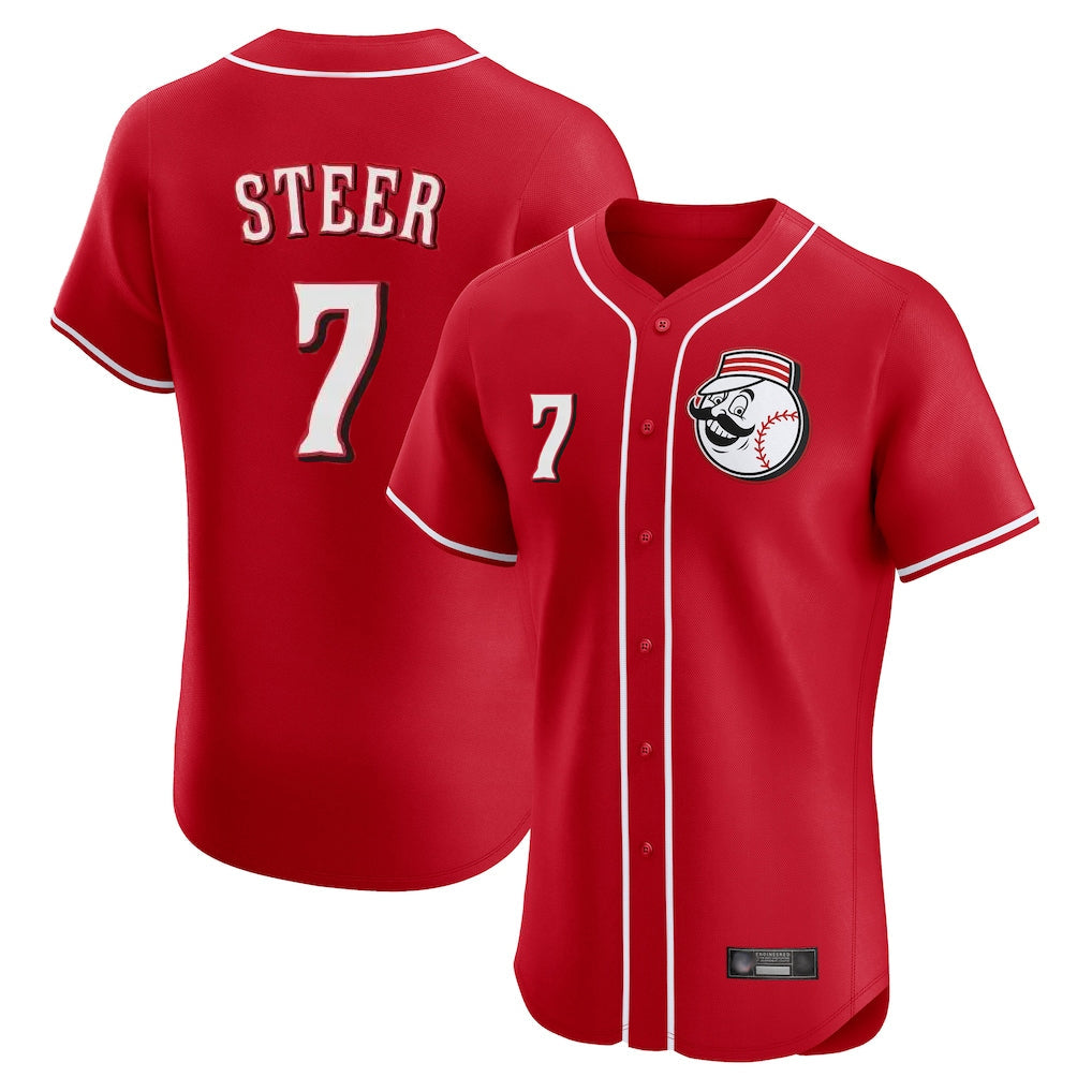 C.Reds #7 Spencer Steer Player Red Limited Elite Home Game Gdoa Stitched Jerseys