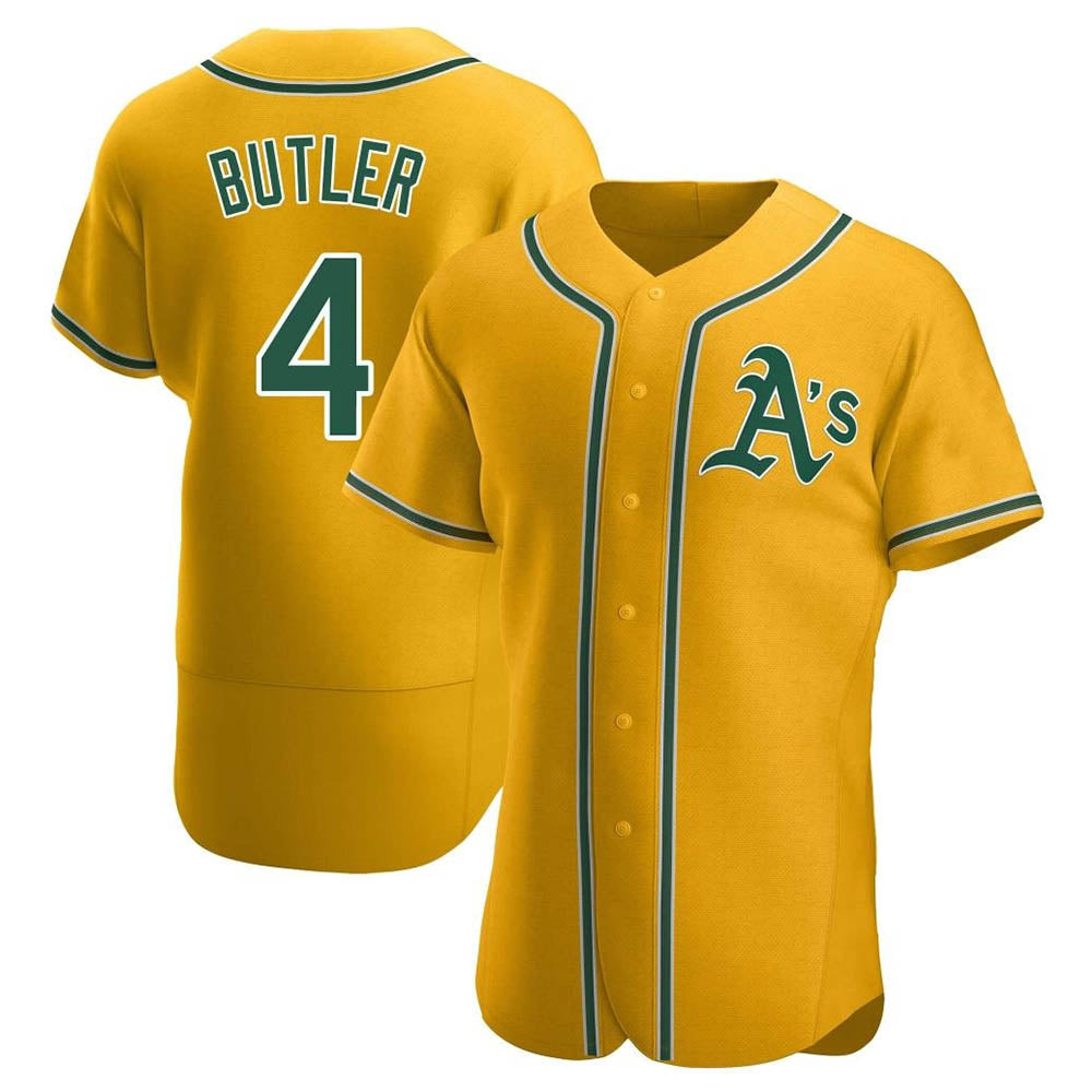 Athletics #4 Lawrence Butler player Gold Authentic Alternate Stitched Jersey