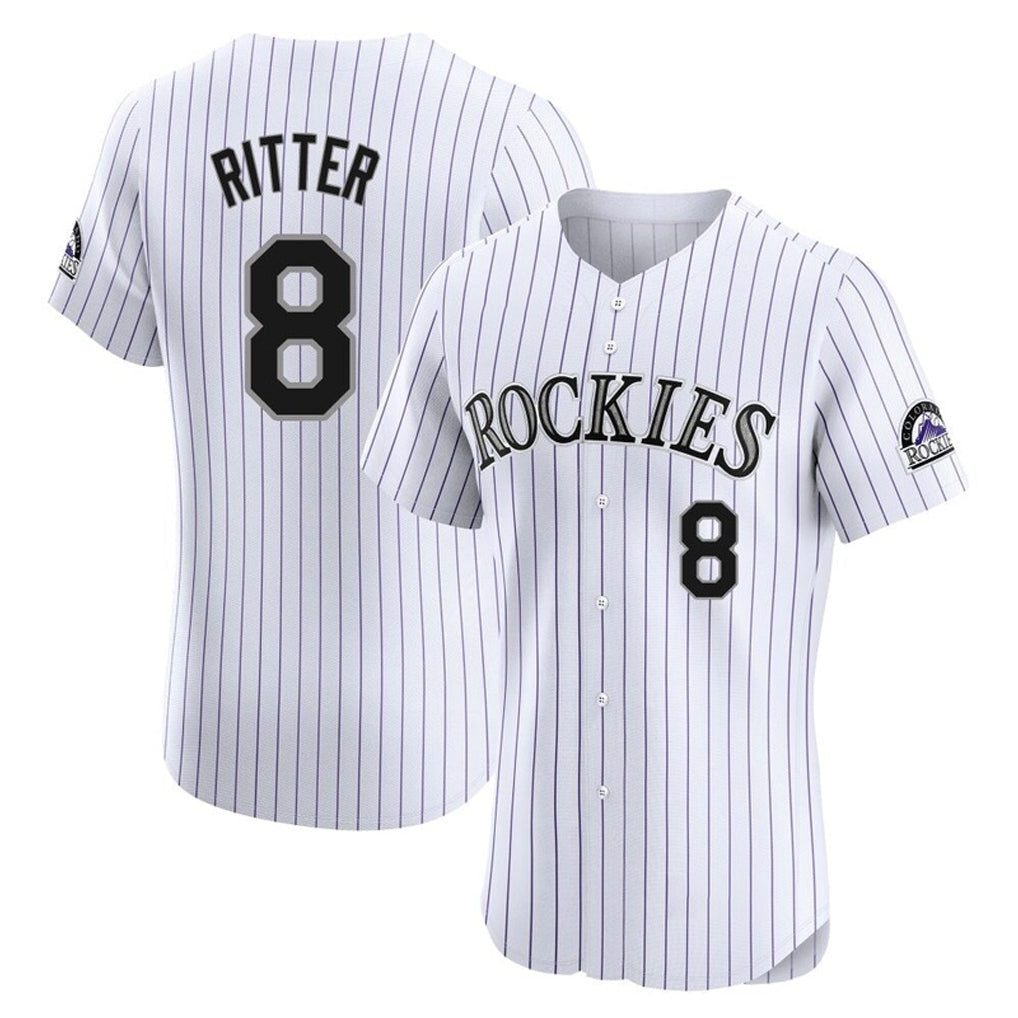 C.Rockies #8 Ryan Ritter Player White Limited Elite Home Gdoa Stitched Jerseys
