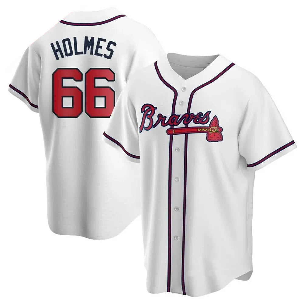 A.Braves #66 Grant Holmes Player White Replica Home Stitched Jerseys