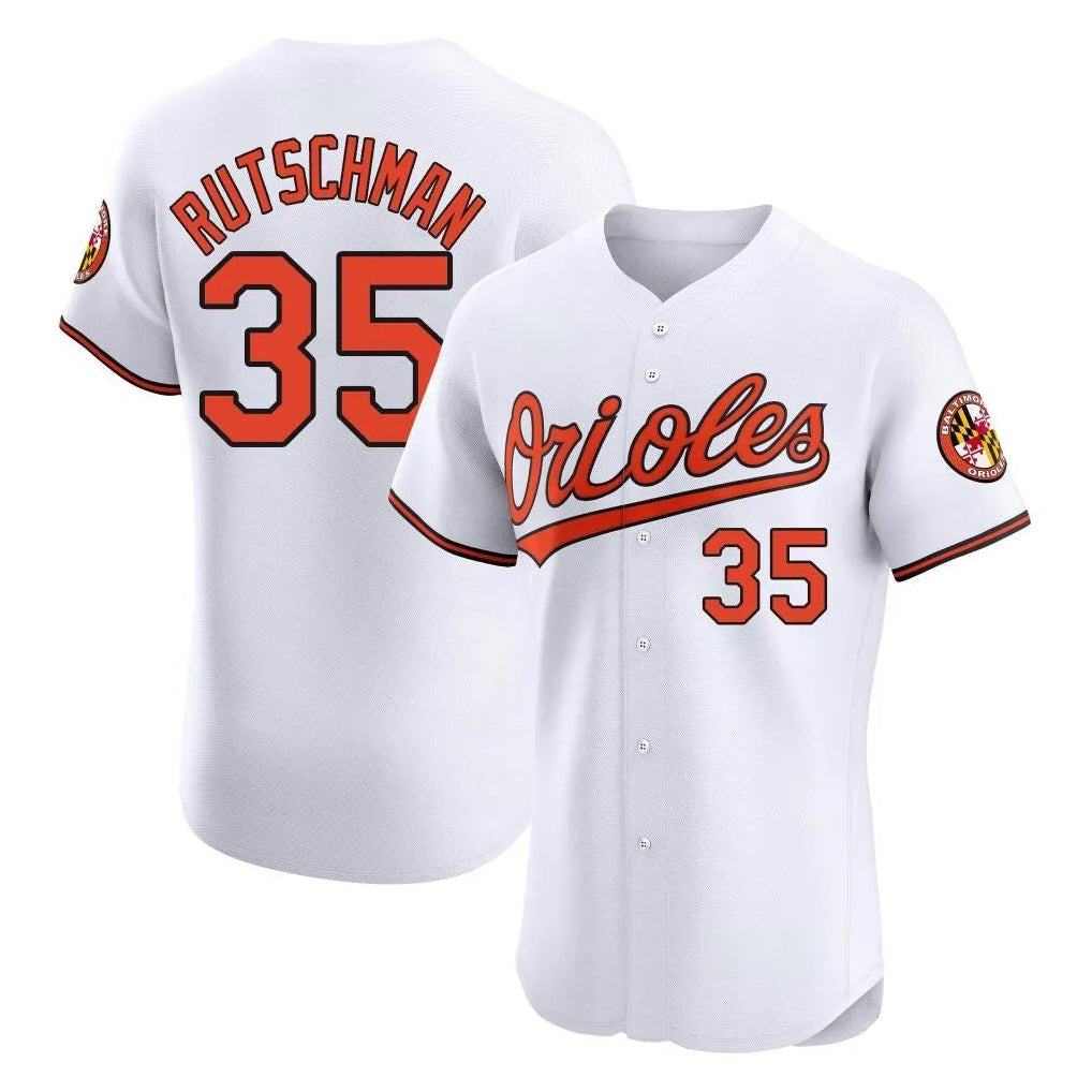 B.Orioles #35 Adley Rutschman Player White Limited Elite Home Game Gdoa Stitched Jerseys