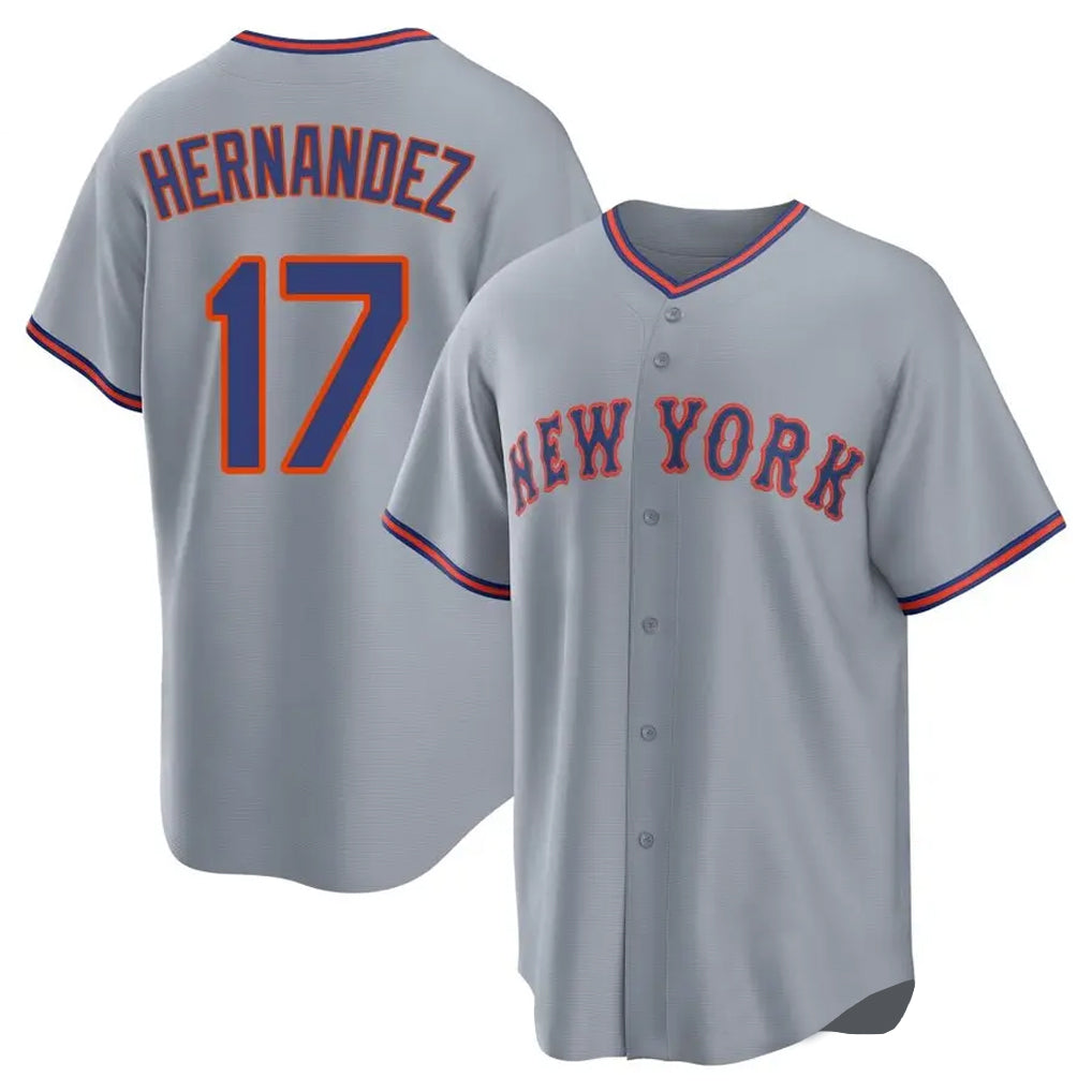 NY.Mets #17 Keith Hernandez Player Gray Road Home Game Stitched Jerseys
