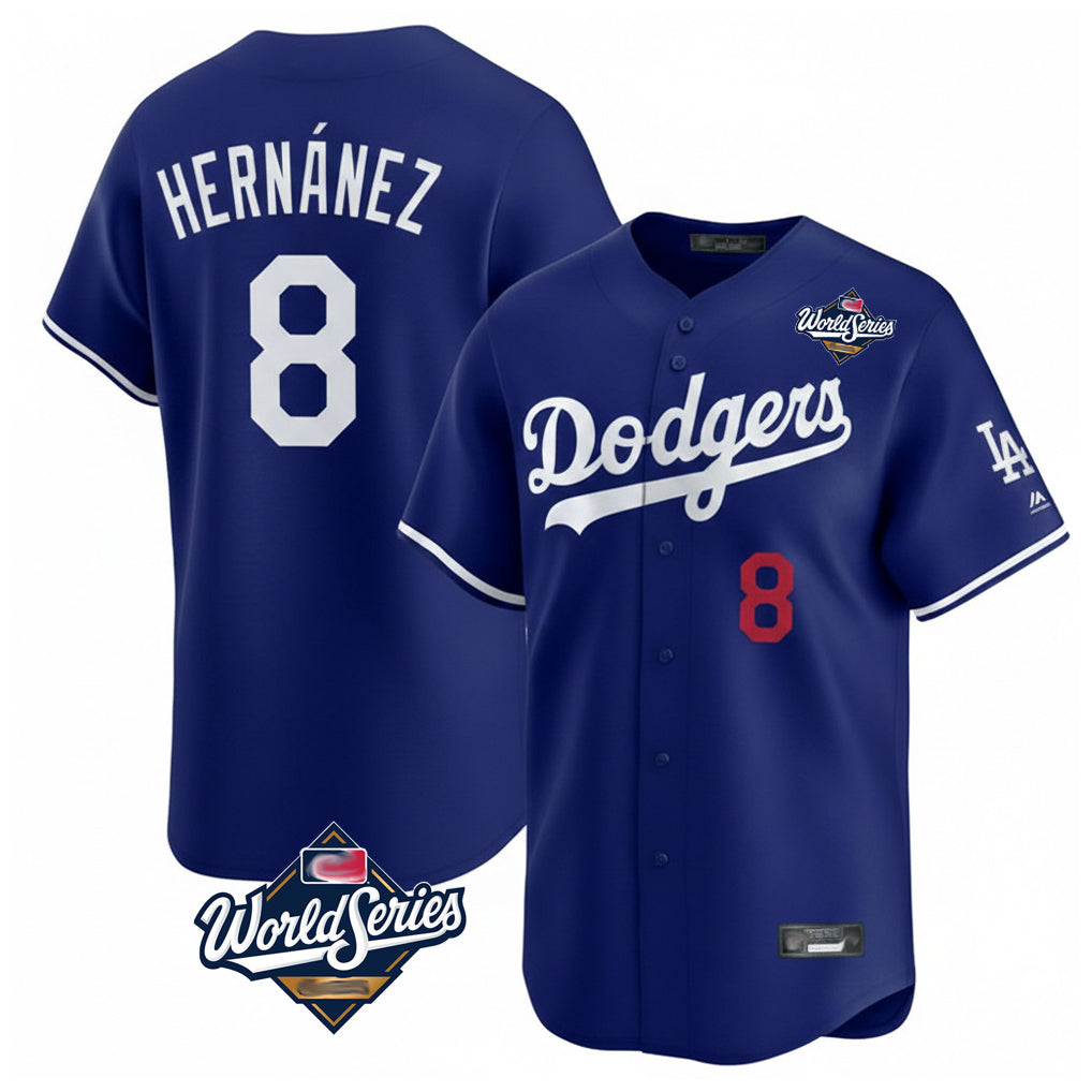 LA.Dodgers #8 Enrique Hern¨¢ndez Player Royal World Series Limited Home Gdoa Stitched Jerseys