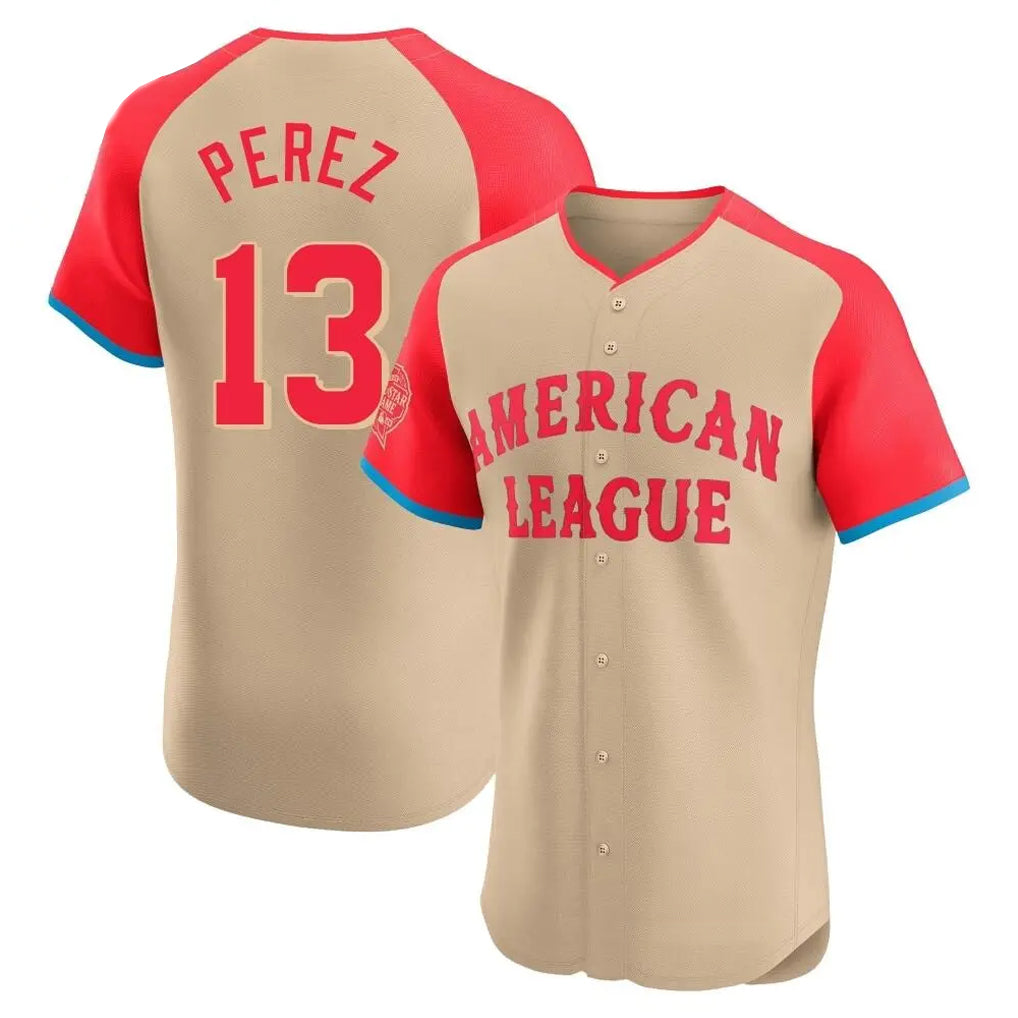 KC.Royals #13 Salvador Perez Player Cream American League All-Star Limited Elite Home Gdoa Stitched Jerseys