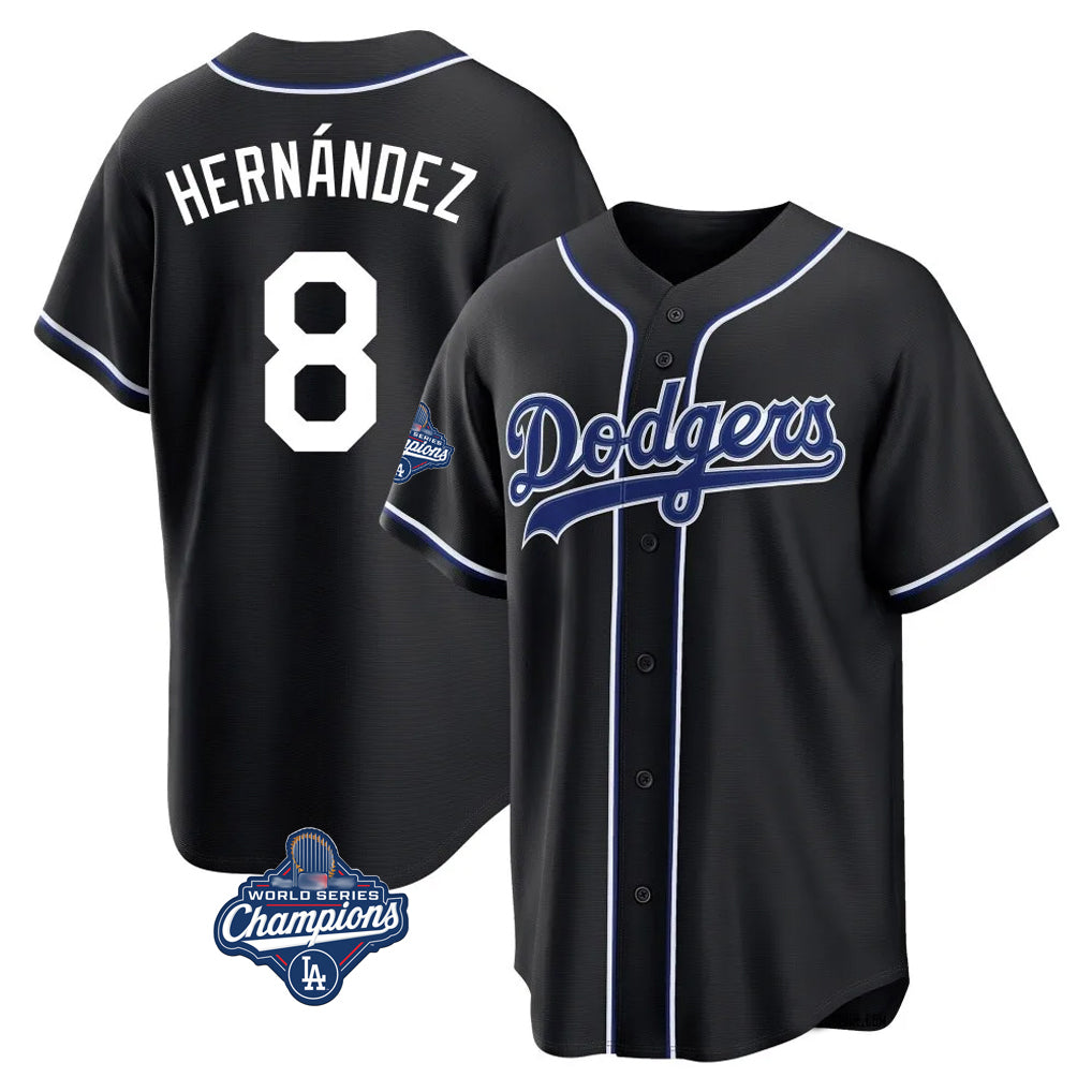 LA.Dodgers #8 Enrique Hern¨¢ndez Player Black World Series Meet Carbon Limited Home Gdoa Stitched Jerseys