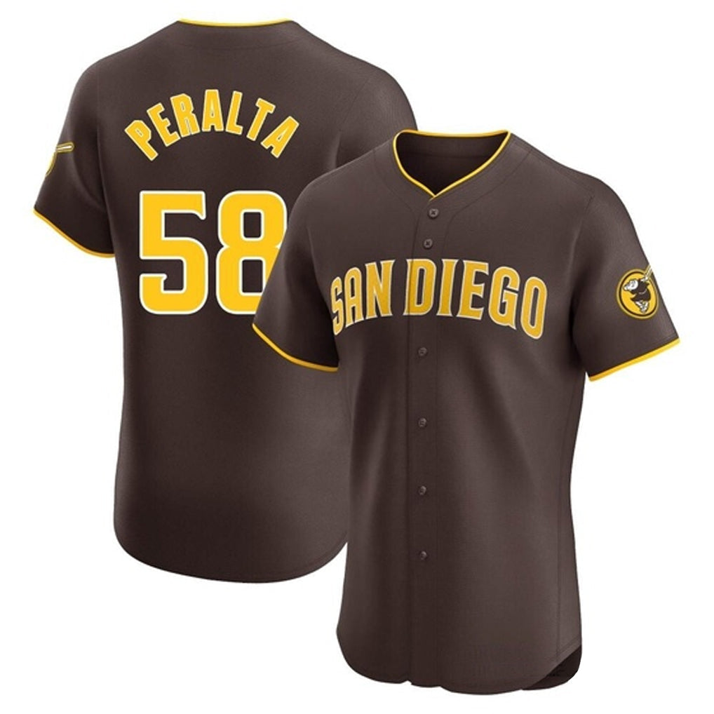 S.Diego Padres #58 Wandy Peralta Player Brown Home Limited Elite Stitched Jerseys