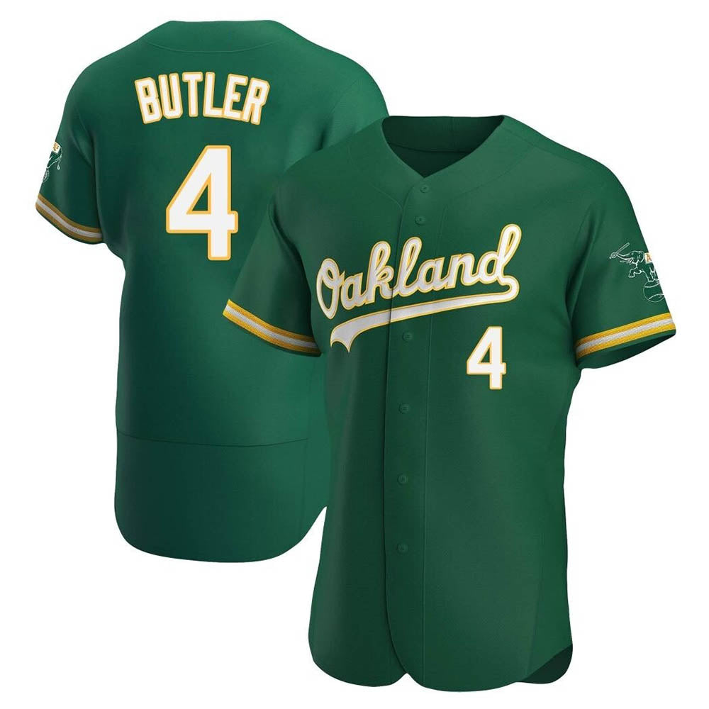 Athletics #4 Lawrence Butler player Green Authentic Kelly Alternate Stitched Jersey