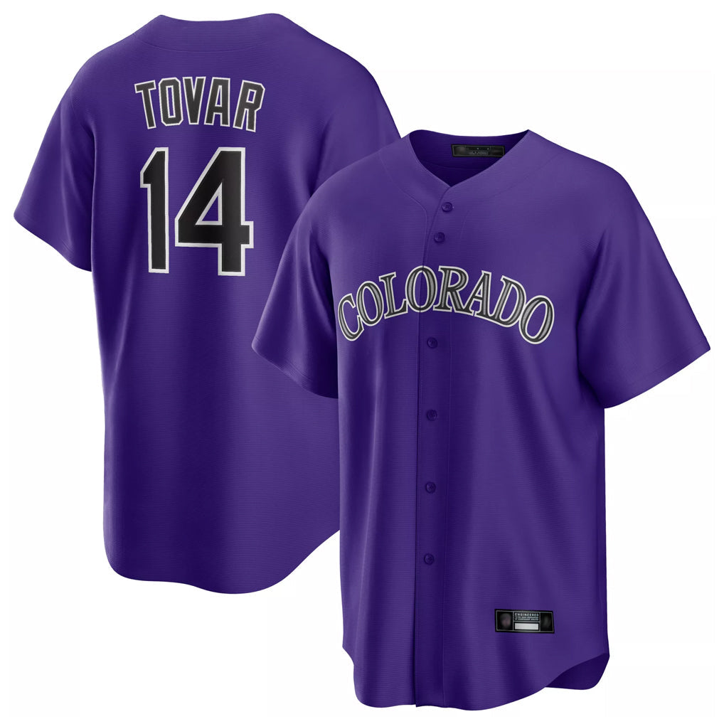 C.Rockies #14 Ezequiel Tovar Player Purple Game Home Gdoa Stitched Jerseys