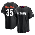 B.Orioles #35 Adley Rutschman Player Black City Connect Home Game Gdoa Stitched Jerseys