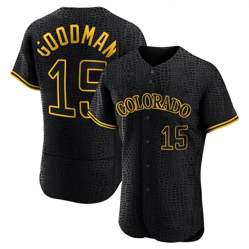 C.Rockies #15 Hunter Goodman Player Black Snake Skin City Limited Elite Home Gdoa Stitched Jerseys