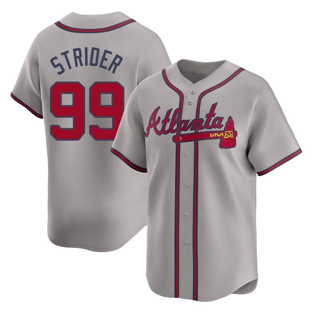 A.Braves #99 Spencer Strider Player Gray Limited Home Game Gdoa Stitched Jerseys