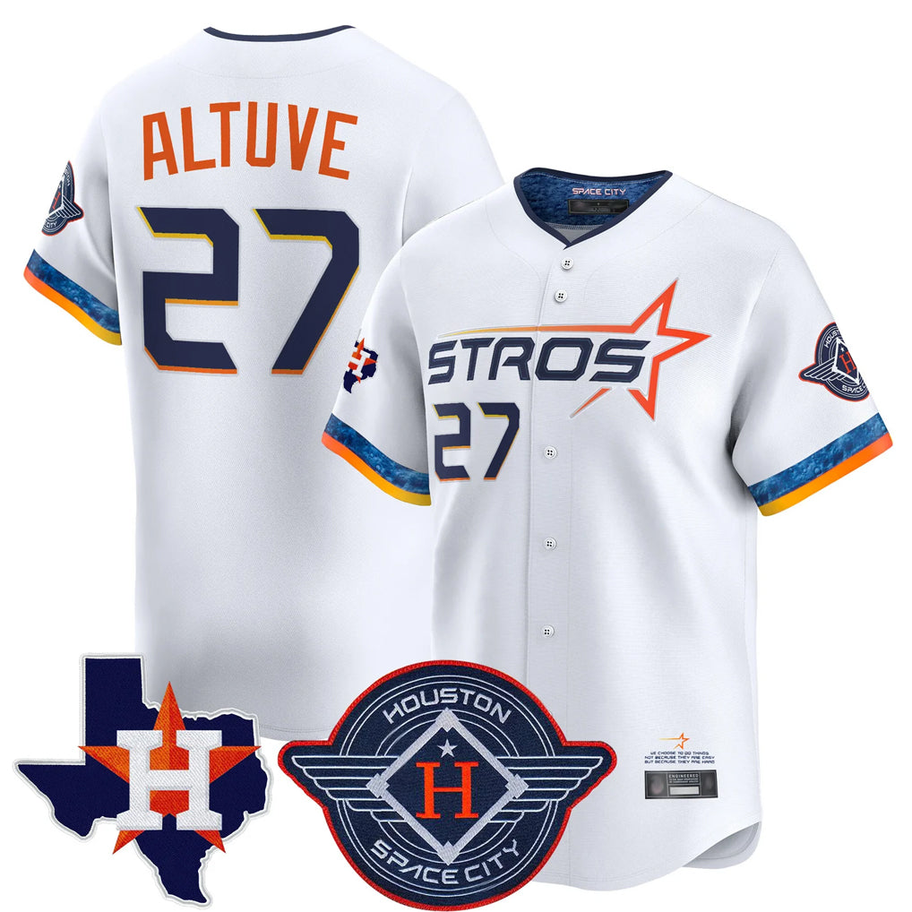H.Astros #27 Jose Altuve Player White City Connect Texas Patch Vapor Premier Limited Home Gdoa Stitched Jerseys