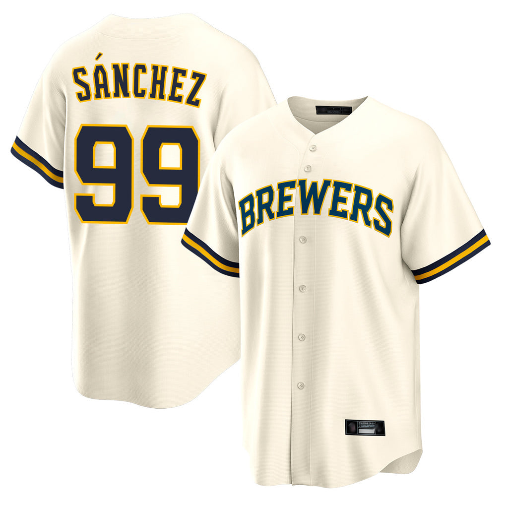 M.Brewers #99 Gary Sanchez Player Cream Home Game Gdoa Stitched Jerseys