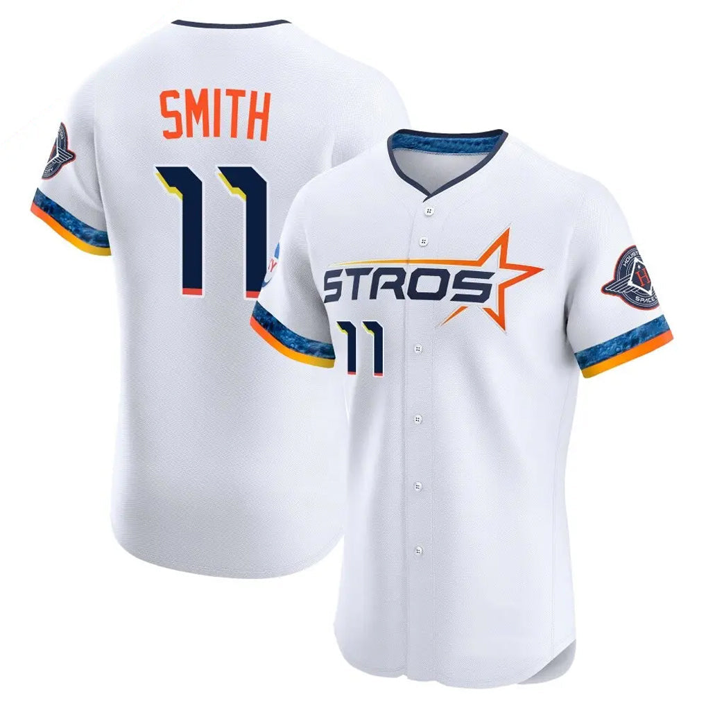 H.Astros #11 Cam Smith Player White City Connect Limited Elite Home Gdoa Stitched Jerseys