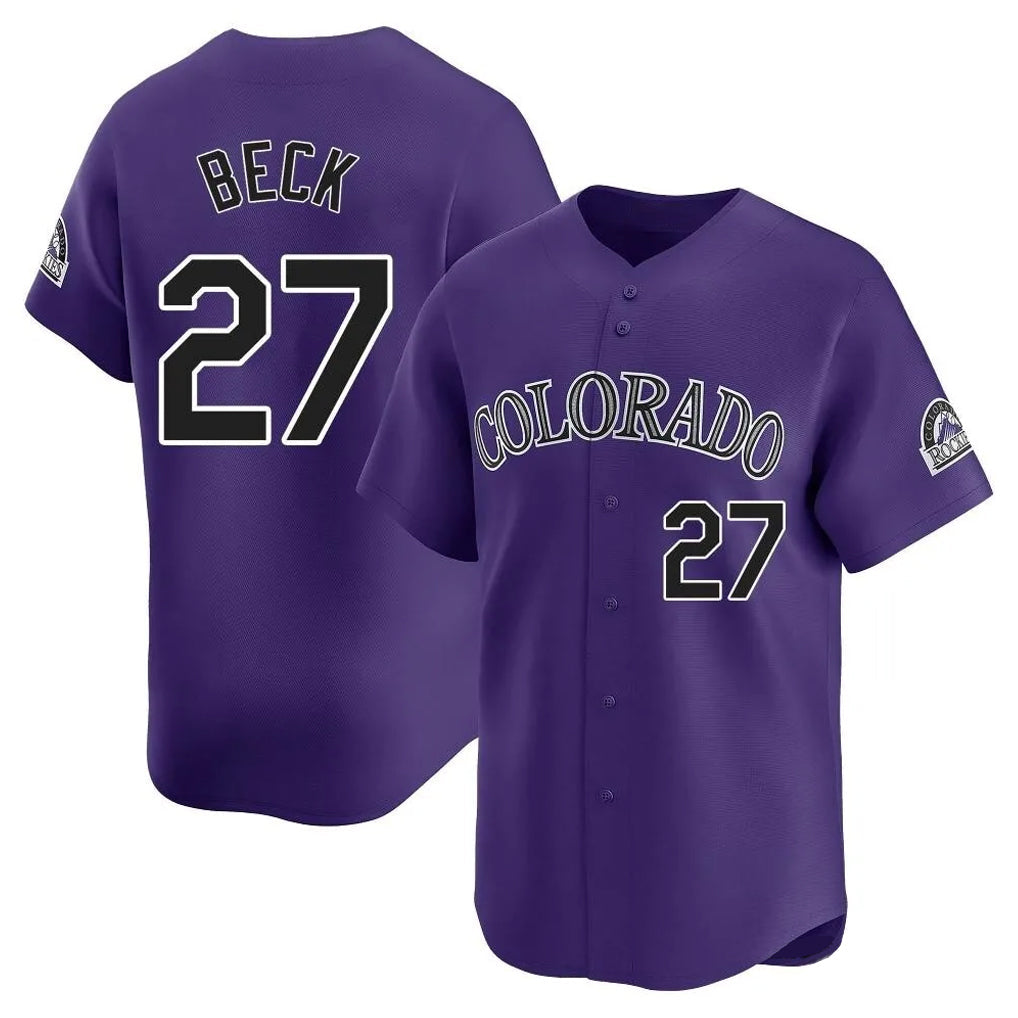 C.Rockies #27 Jordan Beck Player Purple Limited Home Gdoa Stitched Jerseys
