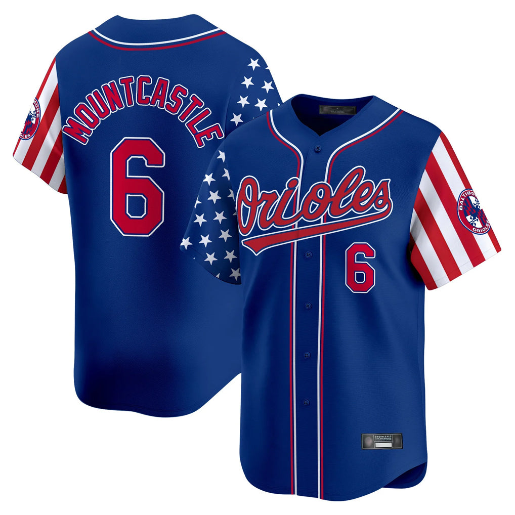 B.Orioles #6 Ryan Mountcastle Player Royal Independence Day Vapor Premier Limited Home Game Gdoa Stitched Jerseys