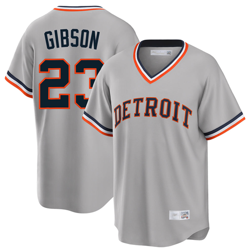 D.Tigers #23 Kirk Gibson Player Gray Cooperstown T-shirt Home Game Gdoa Stitched Jerseys