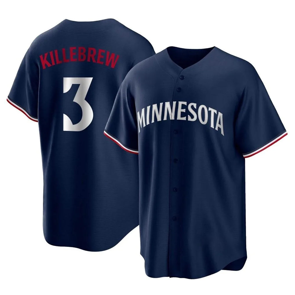 M.Twins #3 Harmon Killebrew Player Navy Replica Alternate Home Gdoa Stitched Jerseys