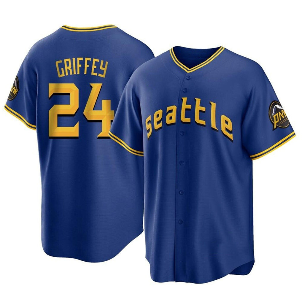 S.Mariners #24 Ken Griffey Jr Player Royal City Connect Home Game Stitched Jerseys