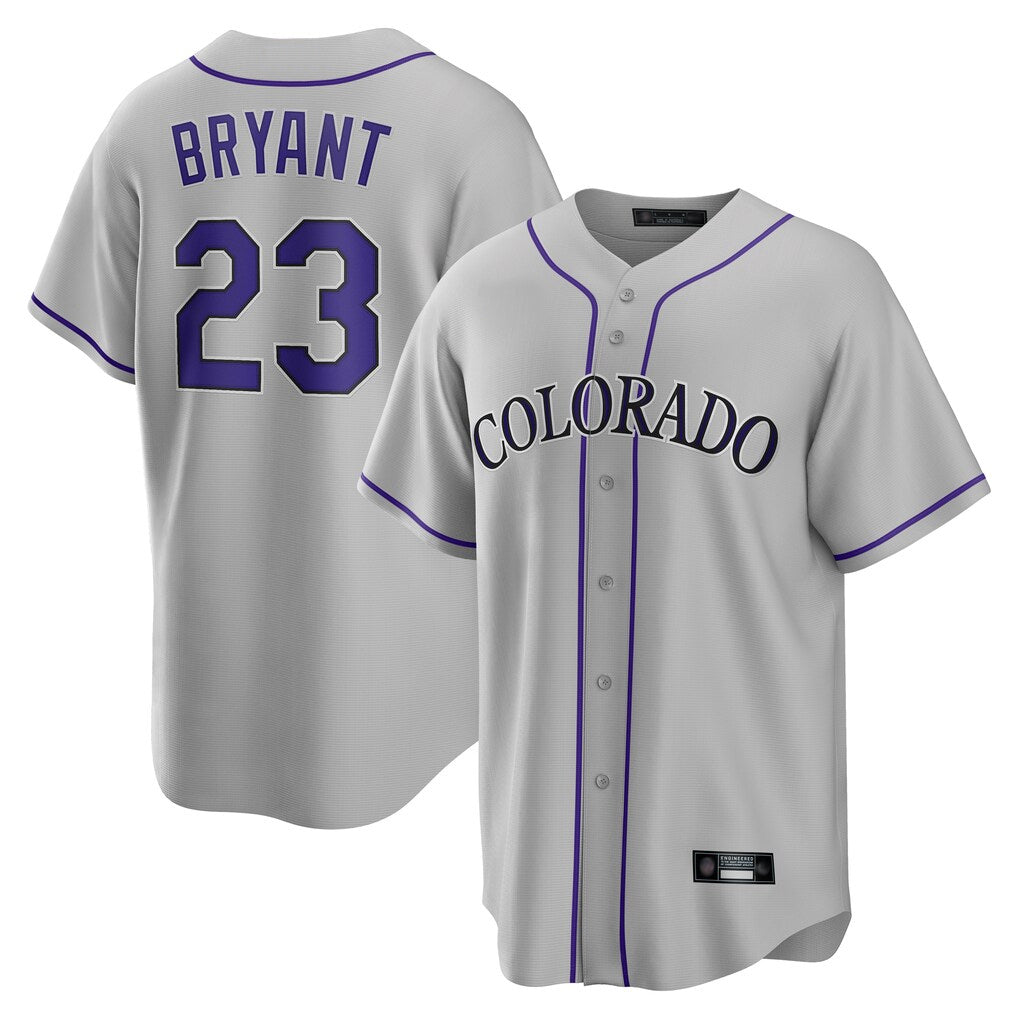 C.Rockies #23 Kris Bryant Player Gray Game Home Gdoa Stitched Jerseys