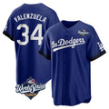 LA.Dodgers #34 Fernando Valenzuela Player Royal World Series City Connect Home Game Gdoa Stitched Jerseys