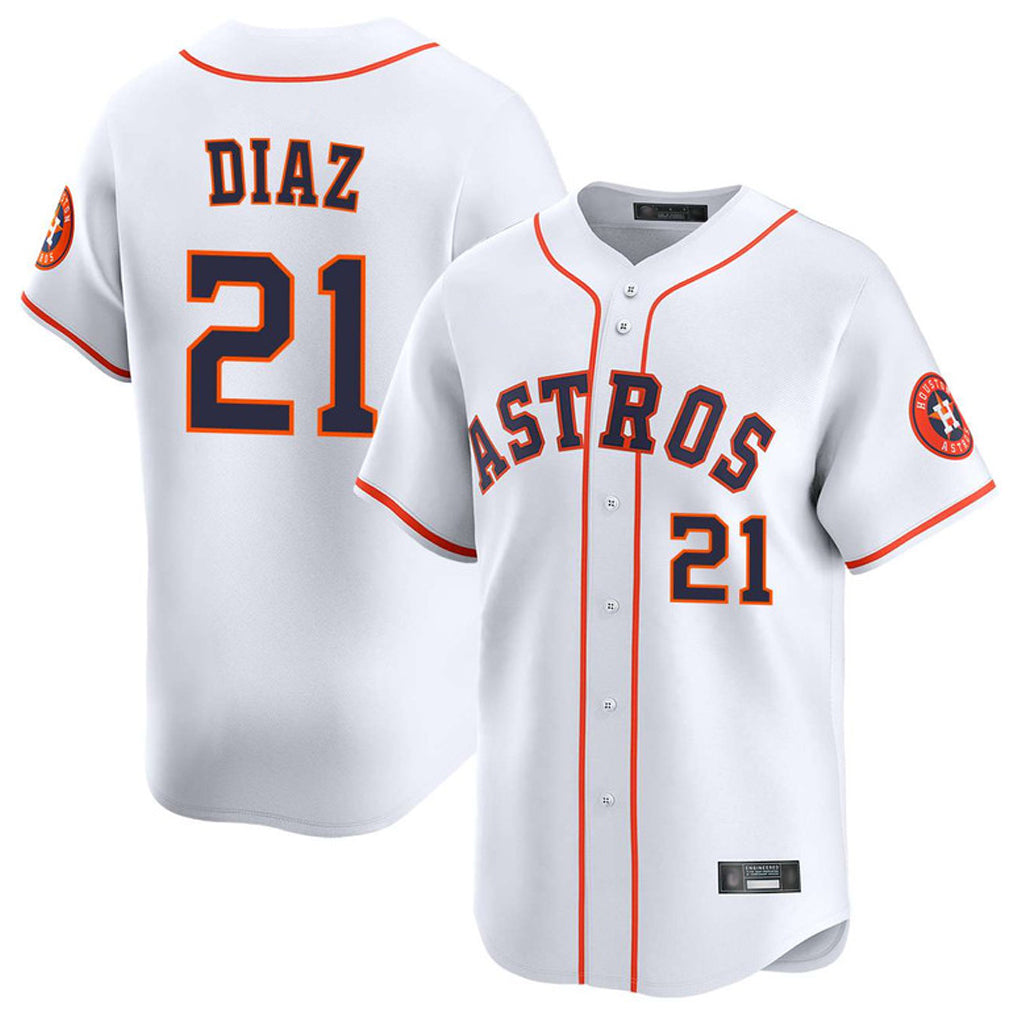 H.Astros #21 Yainer Diaz Player White Home Limited Gdoa Stitched Jerseys