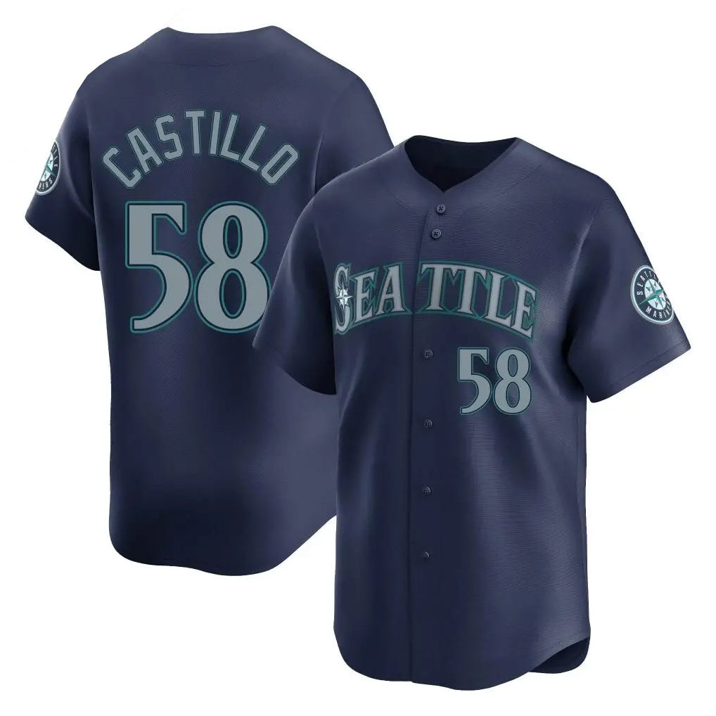 S.Mariners #58 Luis Castillo Player Navy Home Limited Stitched Jerseys