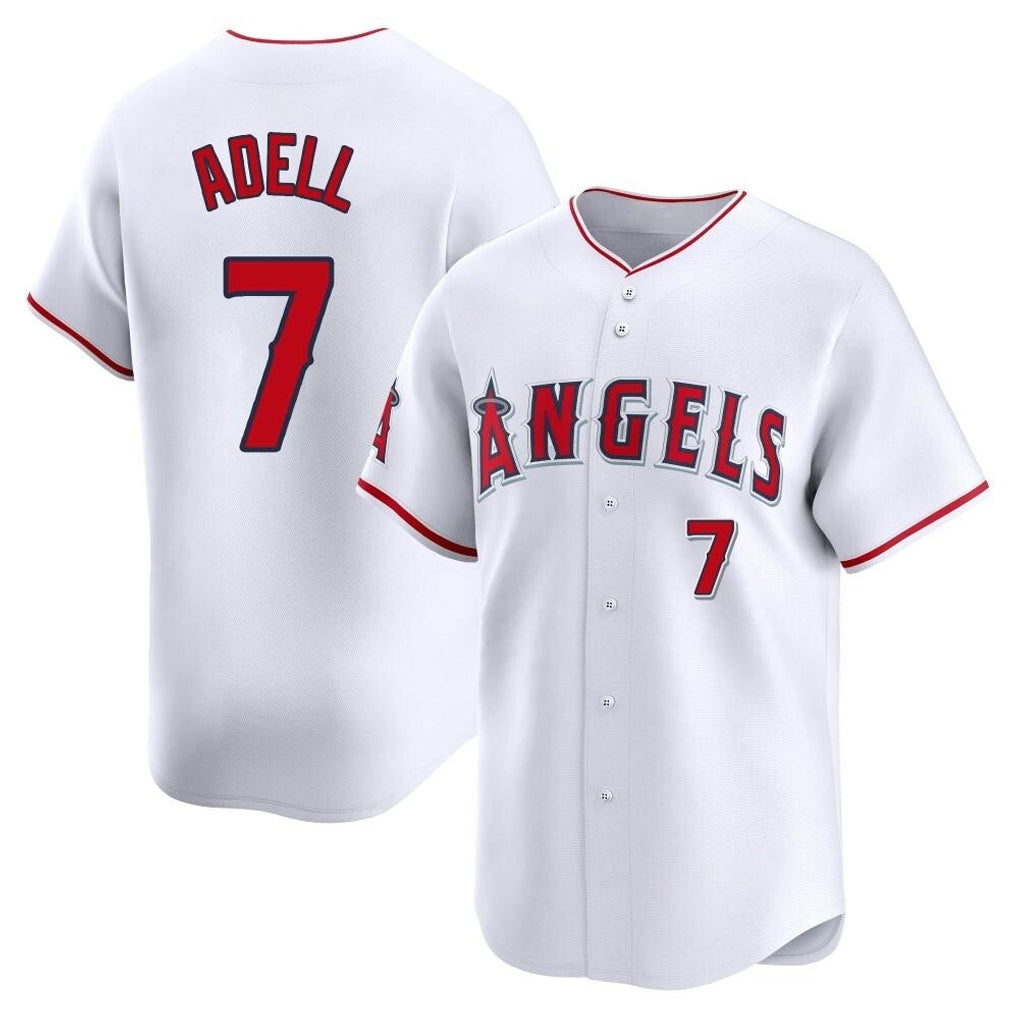 LA.Angels #7 Jo Adell Player White Limited Home Gdoa Stitched Jerseys