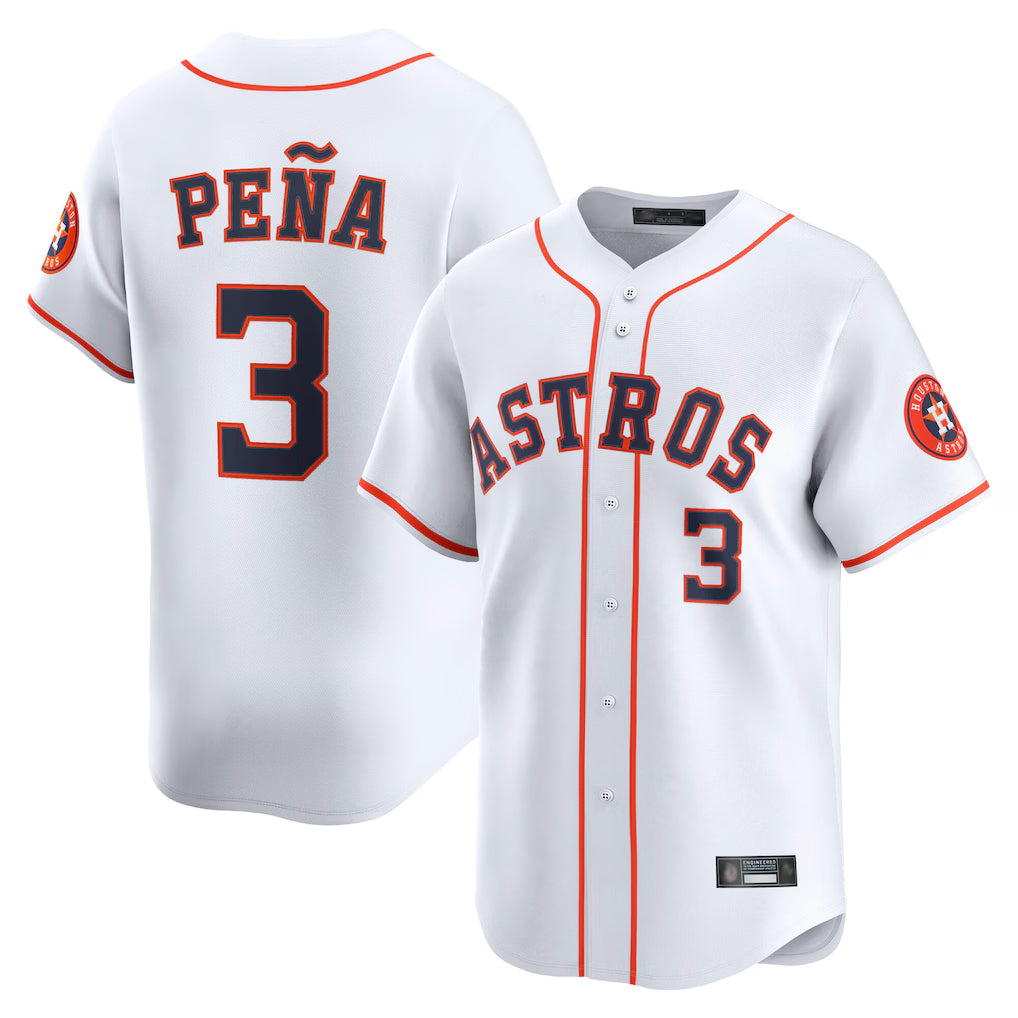 H.Astros #3 Jeremy Pena Player White Home Limited Gdoa Stitched Jerseys
