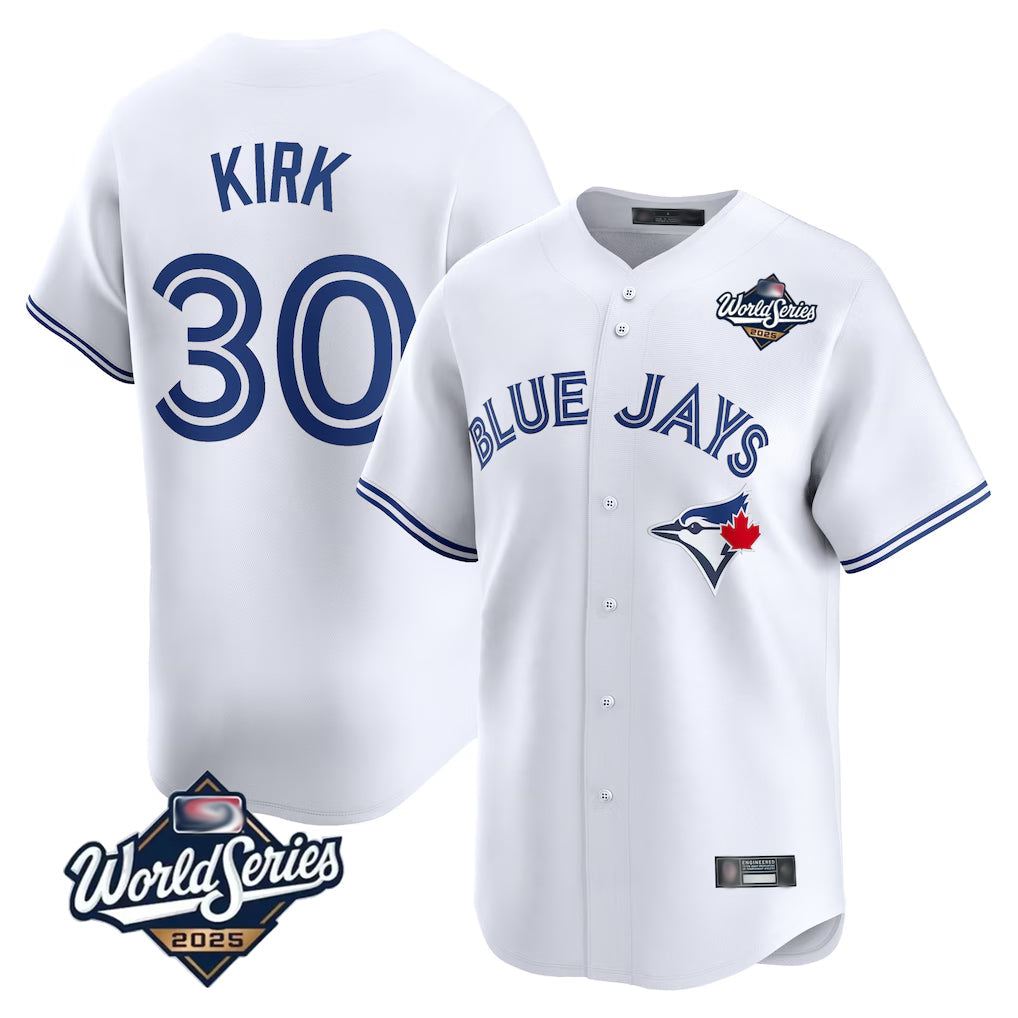 T.Blue Jays #30 Alejandro Kirk Player White 2025 World Series Home Limited Stitched Jerseys